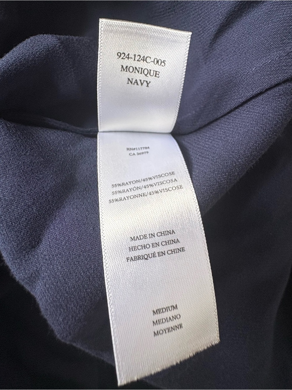 Rails Monique Navy Blue Satin Back Crepe Midi Slip Dress Asymmetrical Hem Sz M - Picture 16 of 16